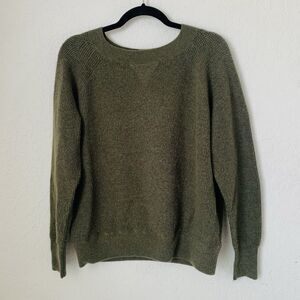 J.Crew Sweater Women S Olive Army Green Waffle Crewneck Supersoft Yarn Preppy